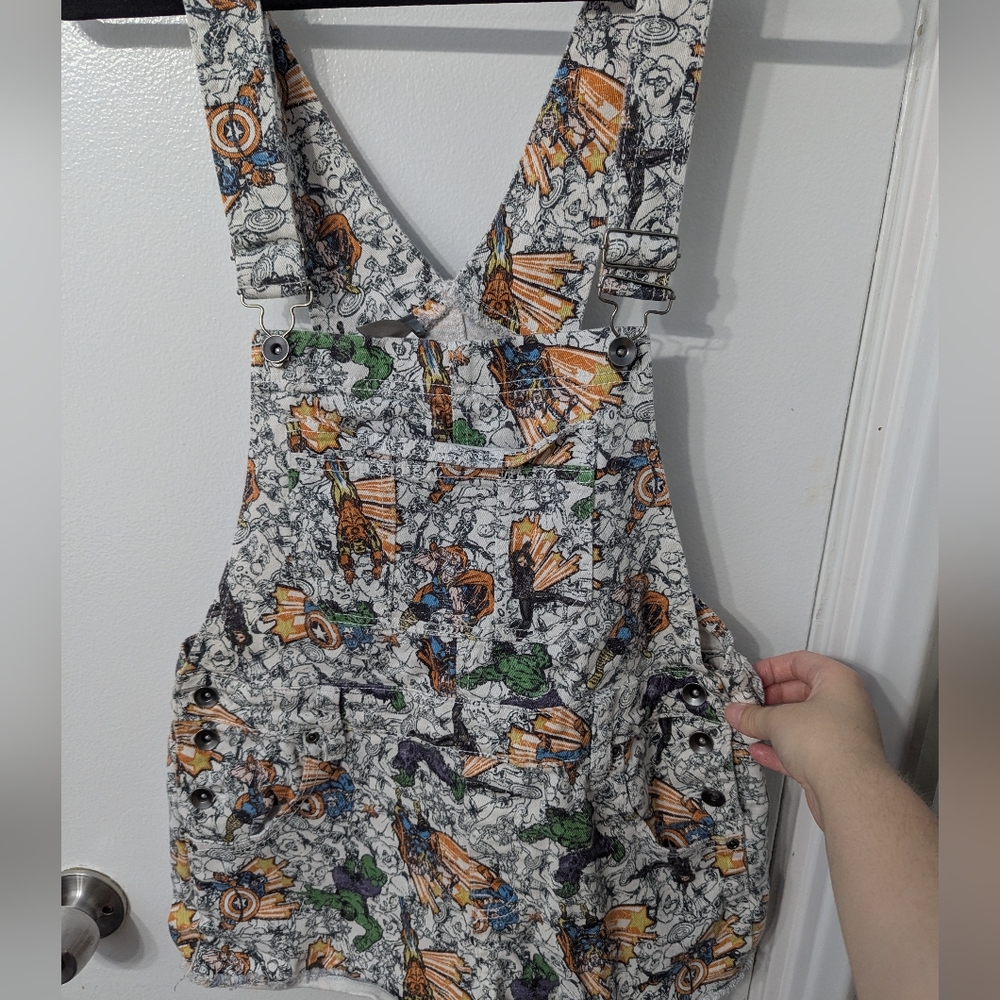 Avengers Comic Print Overall Shorts